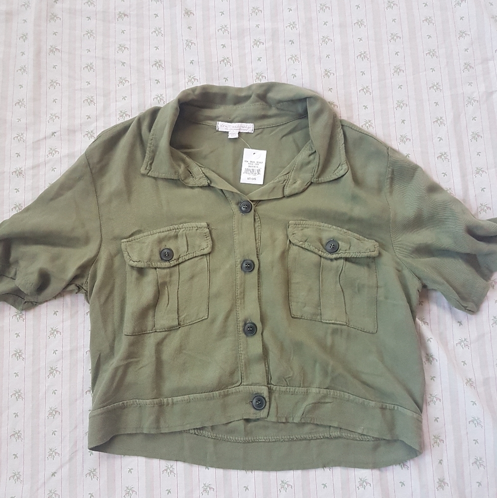 NWT Green Button Down
